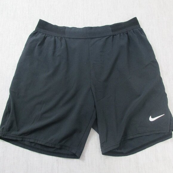 Nike Athletic Shorts Men's XL Black Dri Fit Stretch Elastic Waist Logo Pull On - Picture 1 of 9